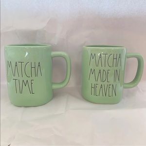 Rae Dunn MATCHA TIME  & MATCHA MADE IN HEAVEN Mug Set LL Green Mint NEW